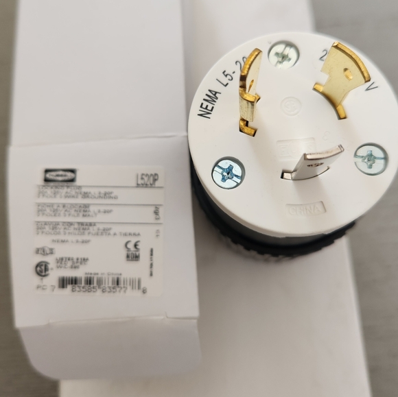 Hubbell Locking Plugs TWO PIECES 20A 125V AC NEMA L 5-20P 2 Pole 3Wire Grounding - Picture 5 of 7